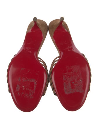 Christian Louboutin Suede Fringe Trim Accent Slides