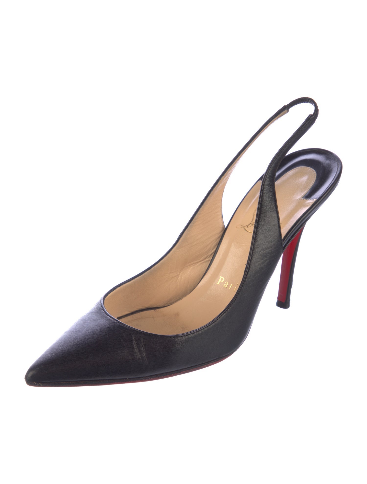 Christian Louboutin Apostrophy Sling Leather Slingback Pumps