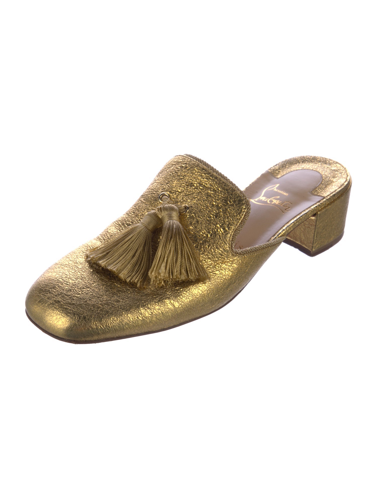 Christian Louboutin Leather Tassel Accents Mules