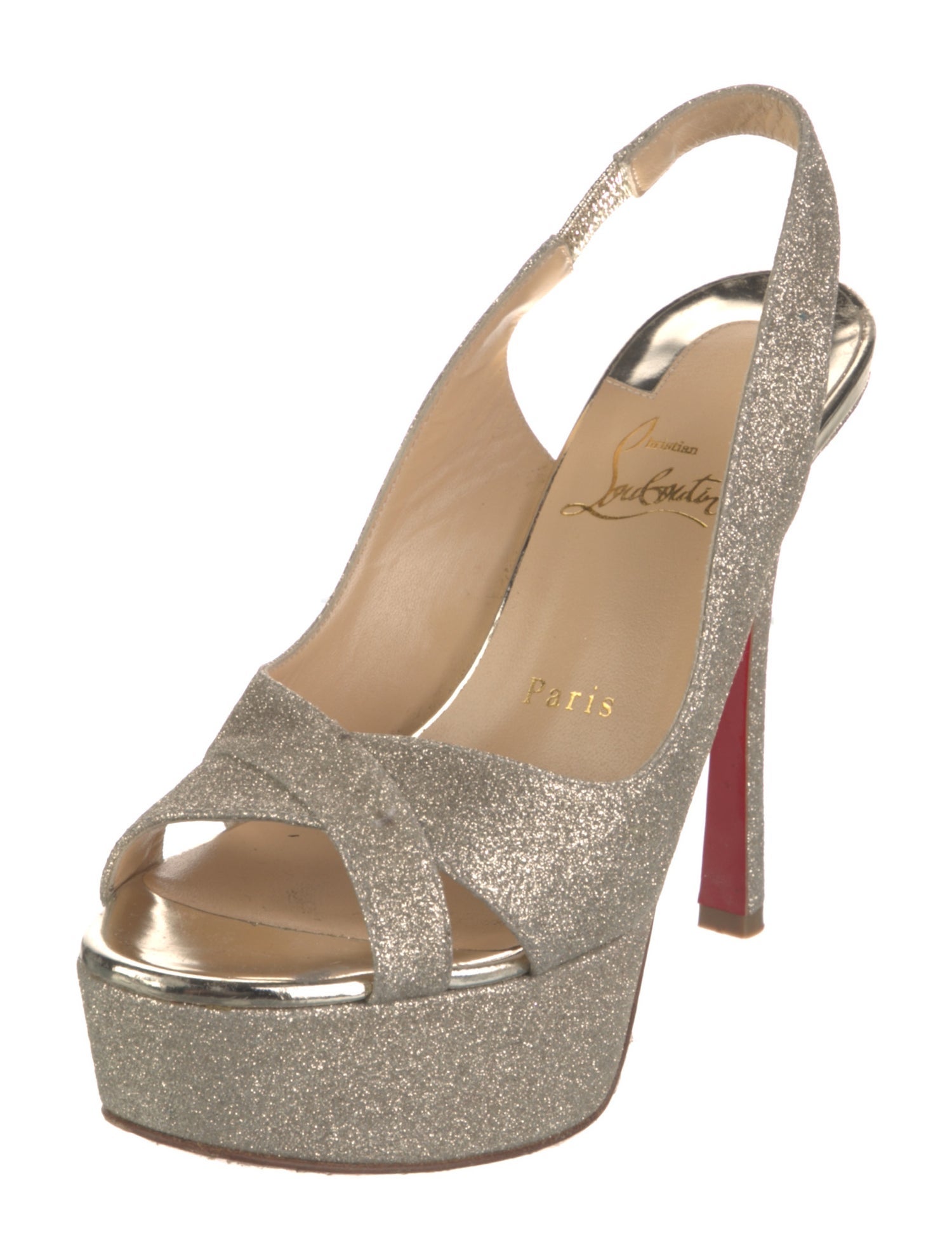 Christian Louboutin Postdam 130 Glitter Slingback Sandals