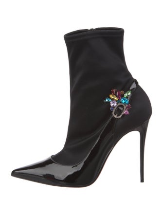 Christian Louboutin Patent Leather Crystal Embellishments D'Orsay Pumps