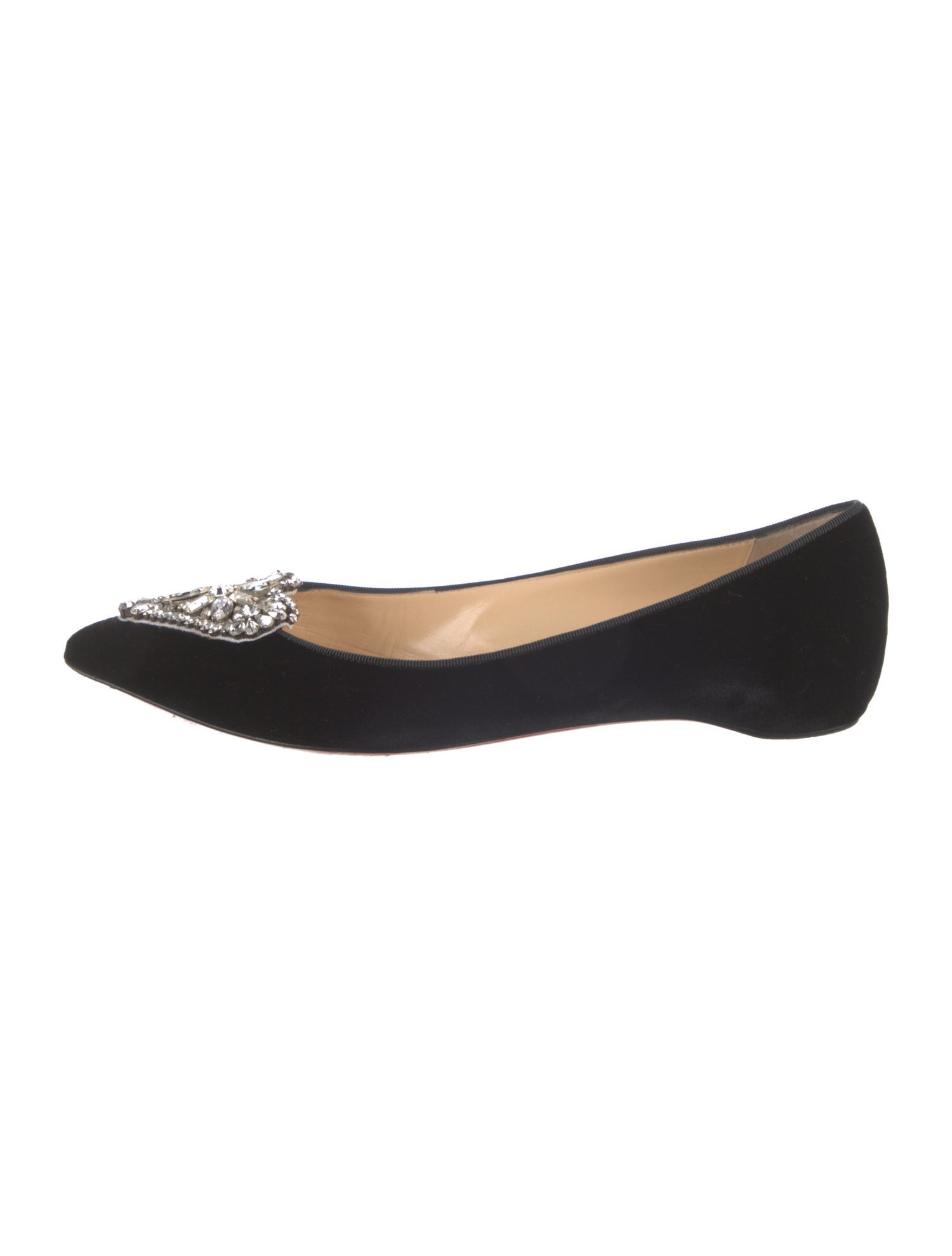 Christian Louboutin Velvet Crystal Embellishments Ballet Flats