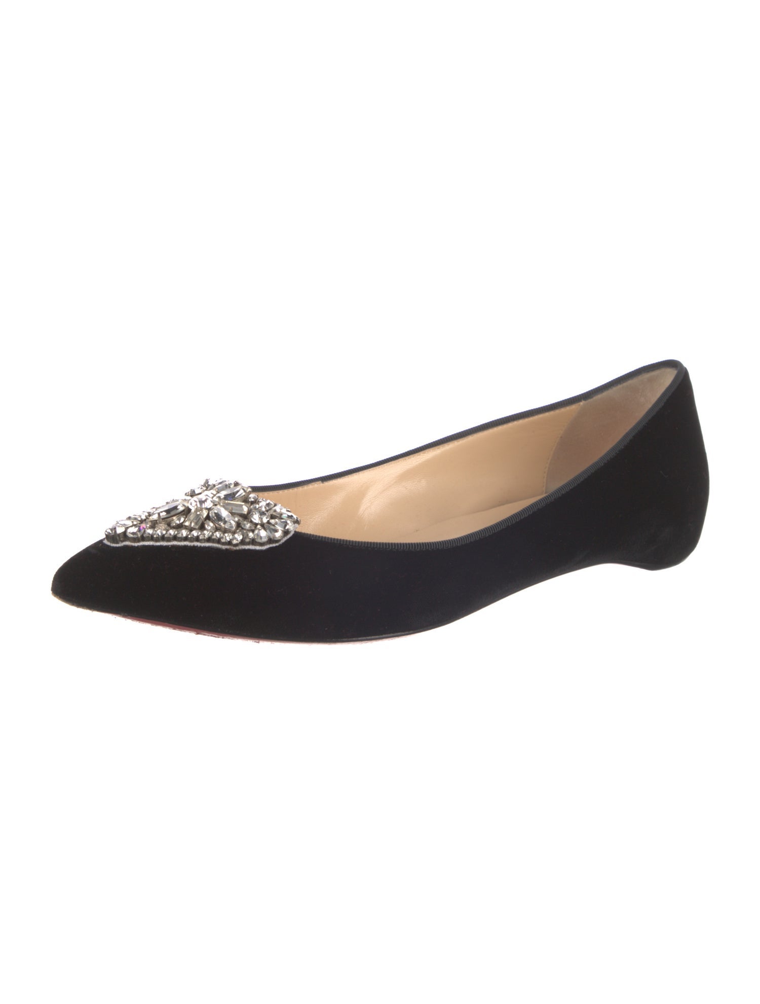 Christian Louboutin Velvet Crystal Embellishments Ballet Flats
