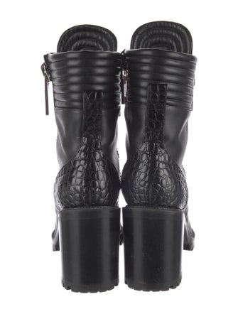 Christian Louboutin Leather Animal Print Combat Boots