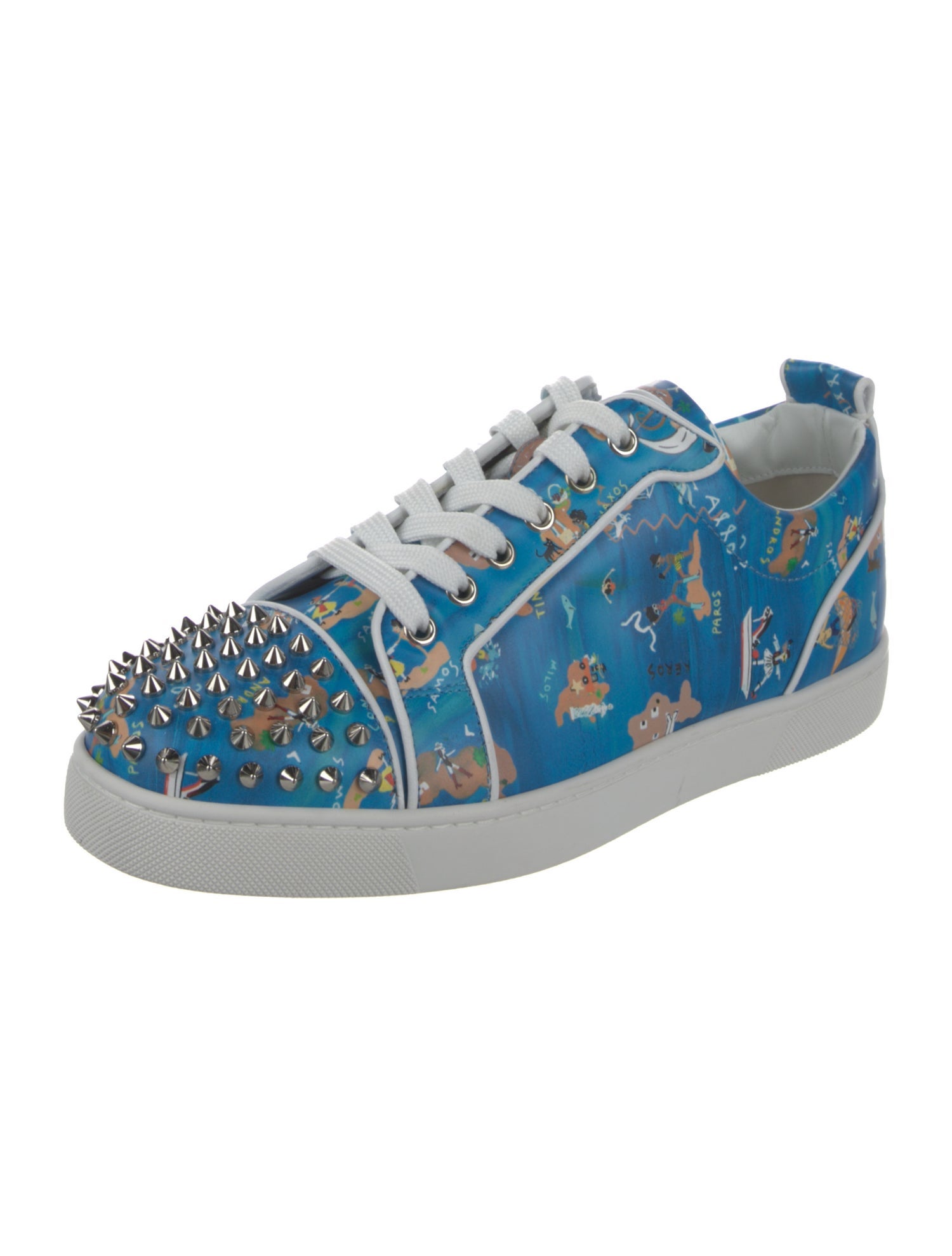 Christian Louboutin Satin Printed Athletic Sneakers