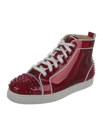 Christian Louboutin Patent Leather Studded Accents Sneakers