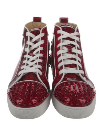 Christian Louboutin Patent Leather Studded Accents Sneakers