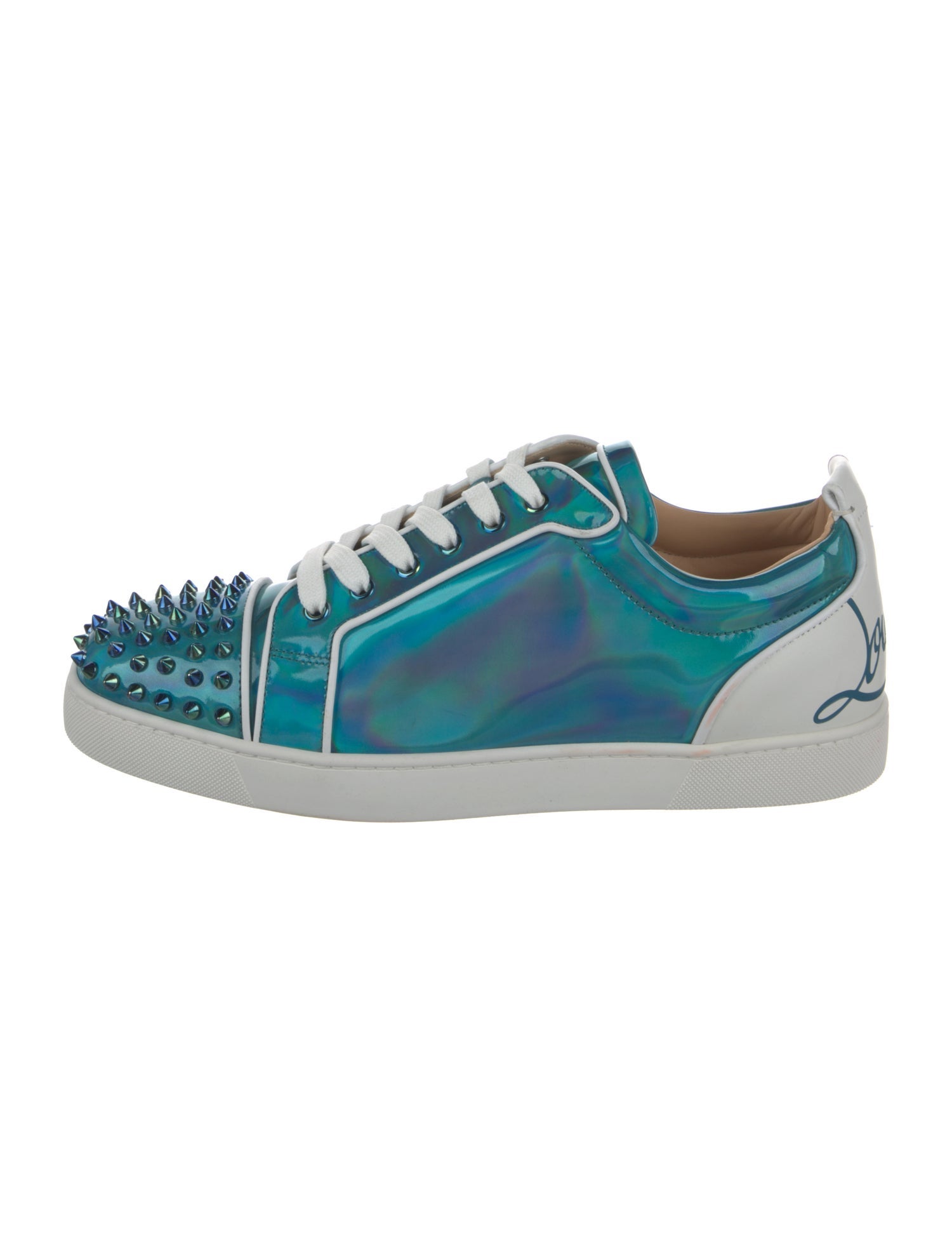 Christian Louboutin Patent Leather Studded Accents Sneakers