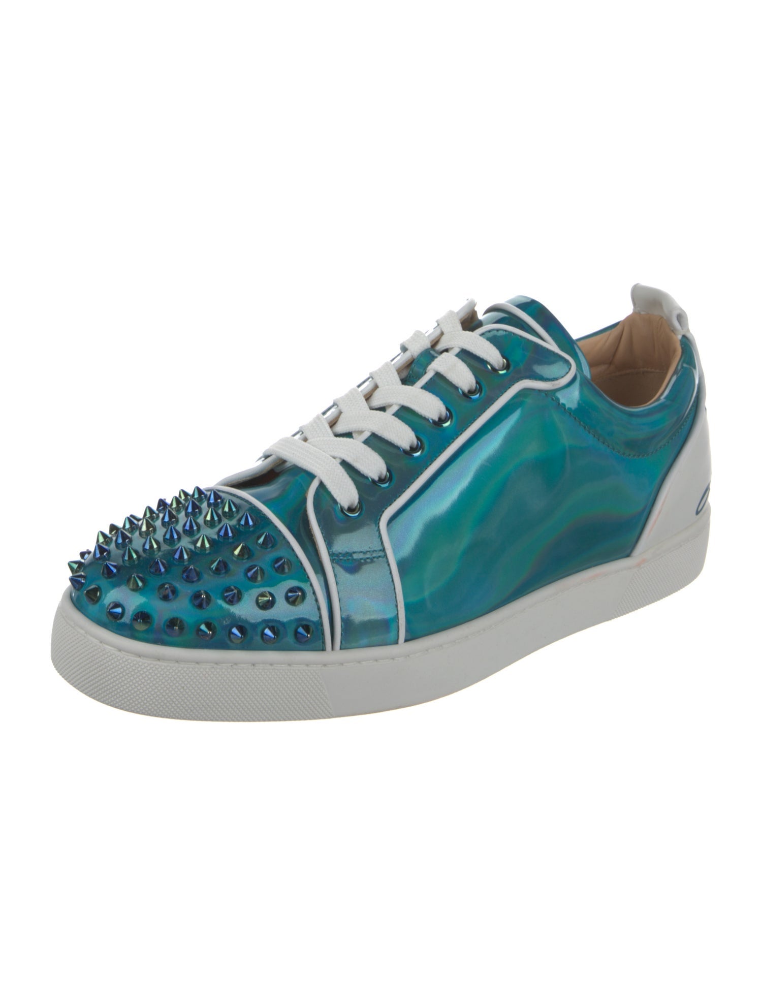 Christian Louboutin Patent Leather Studded Accents Sneakers