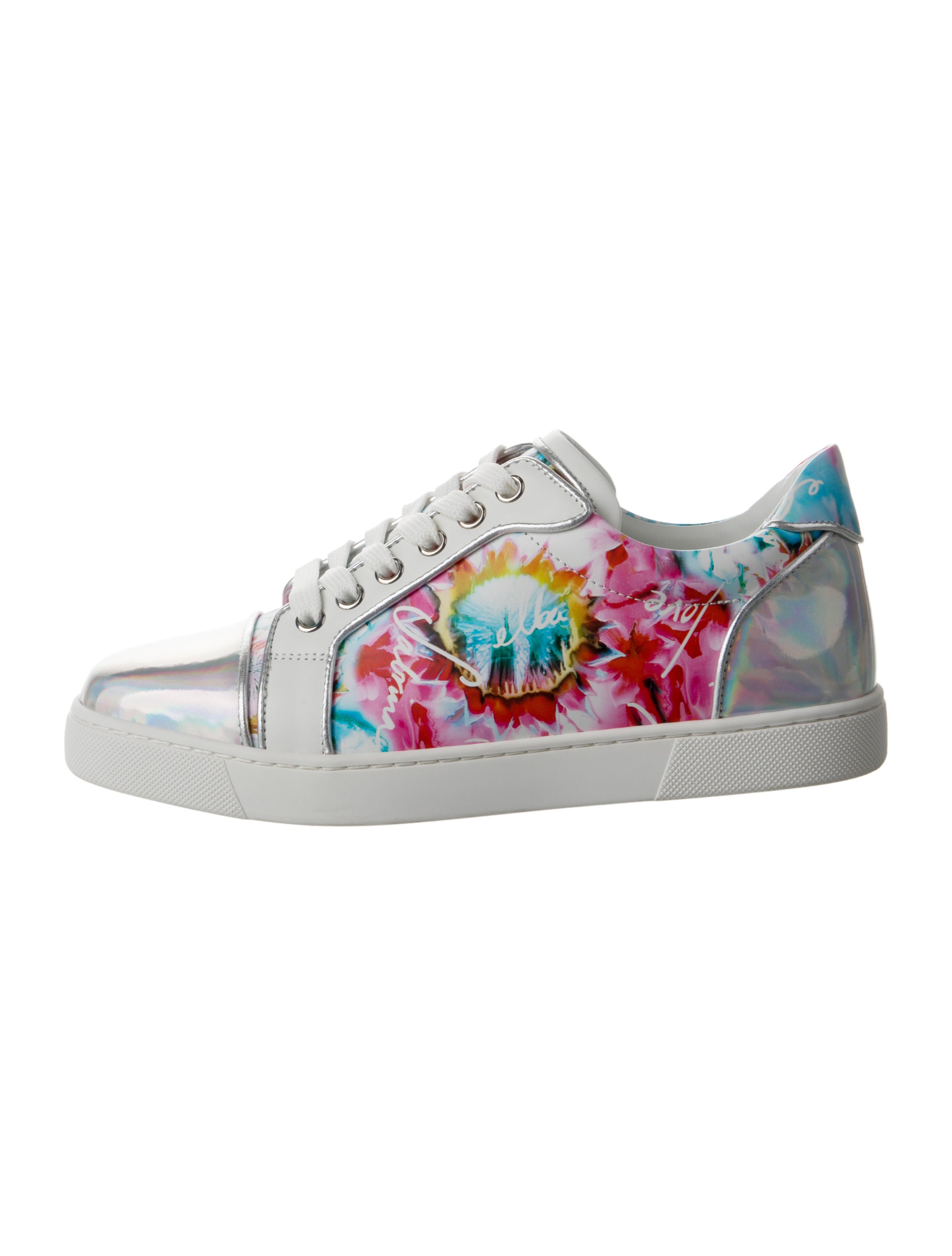 Christian Louboutin Leather Floral Print Sneakers