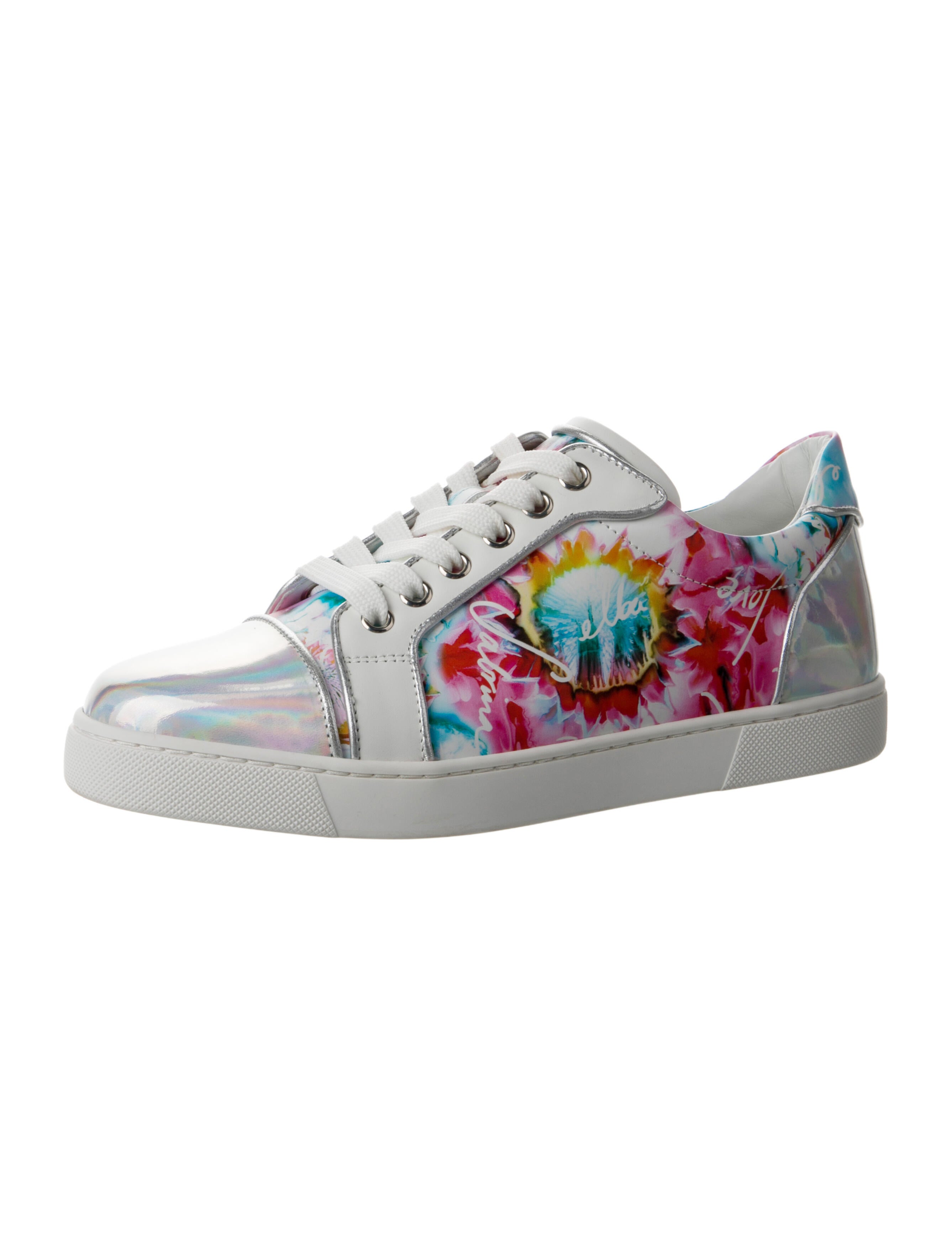 Christian Louboutin Leather Floral Print Sneakers