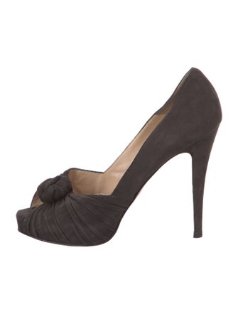 Christian Louboutin Suede Pleated Accents D'Orsay Pumps