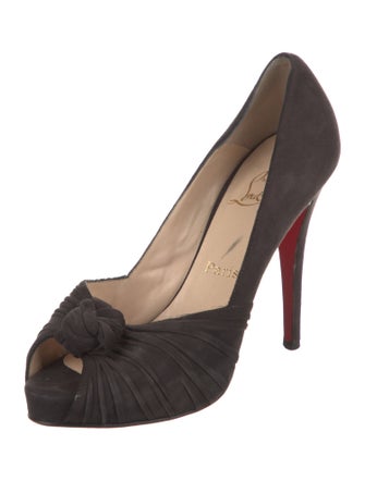 Christian Louboutin Suede Pleated Accents D'Orsay Pumps