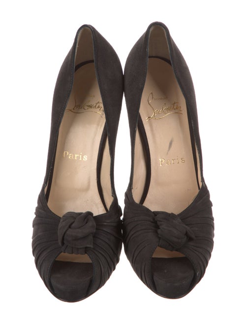Christian Louboutin Suede Pleated Accents D'Orsay Pumps
