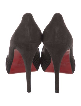 Christian Louboutin Suede Pleated Accents D'Orsay Pumps