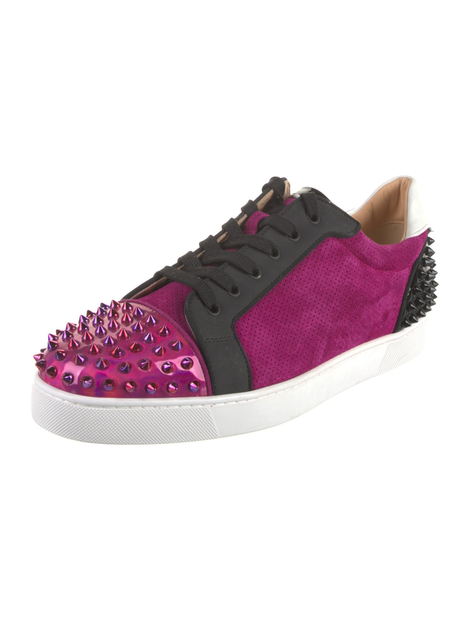 Christian Louboutin Suede Colorblock Pattern Sneakers