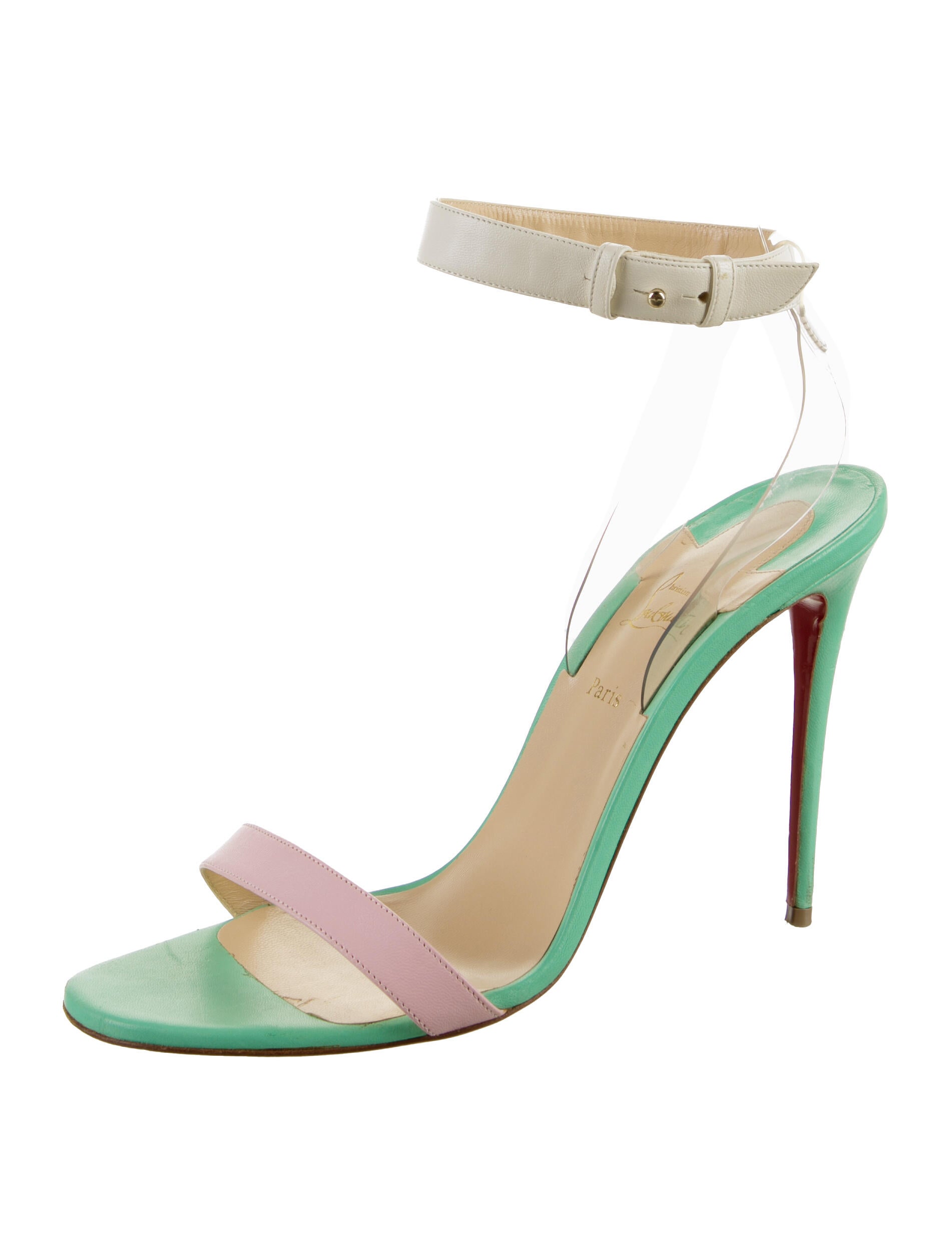 Christian Louboutin Patent Leather Colorblock Pattern Sandals