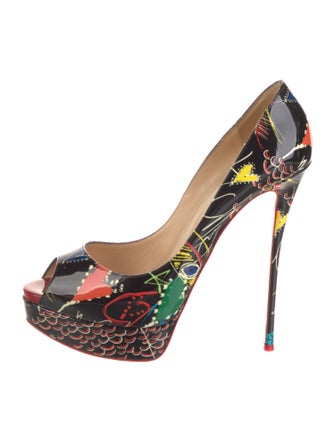 Christian Louboutin Graffiti Print Patent Leather Pumps