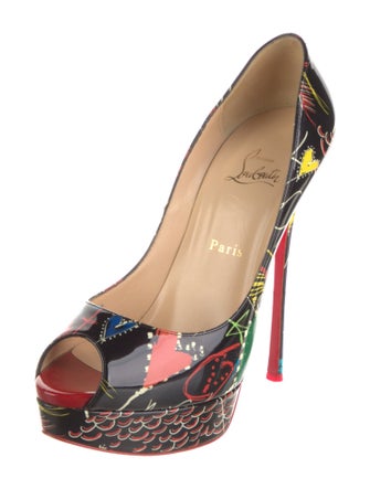 Christian Louboutin Graffiti Print Patent Leather Pumps
