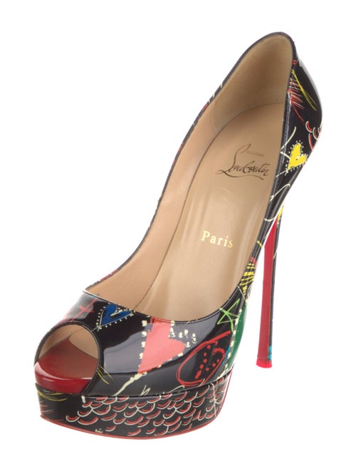 Christian Louboutin Graffiti Print Patent Leather Pumps