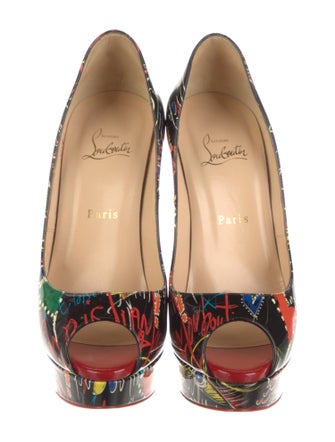 Christian Louboutin Graffiti Print Patent Leather Pumps