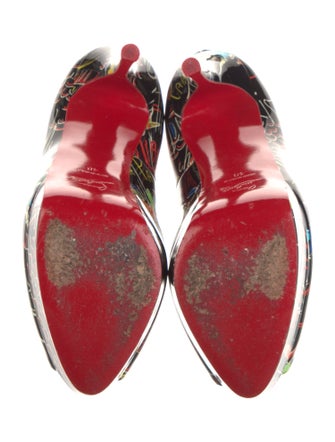 Christian Louboutin Graffiti Print Patent Leather Pumps