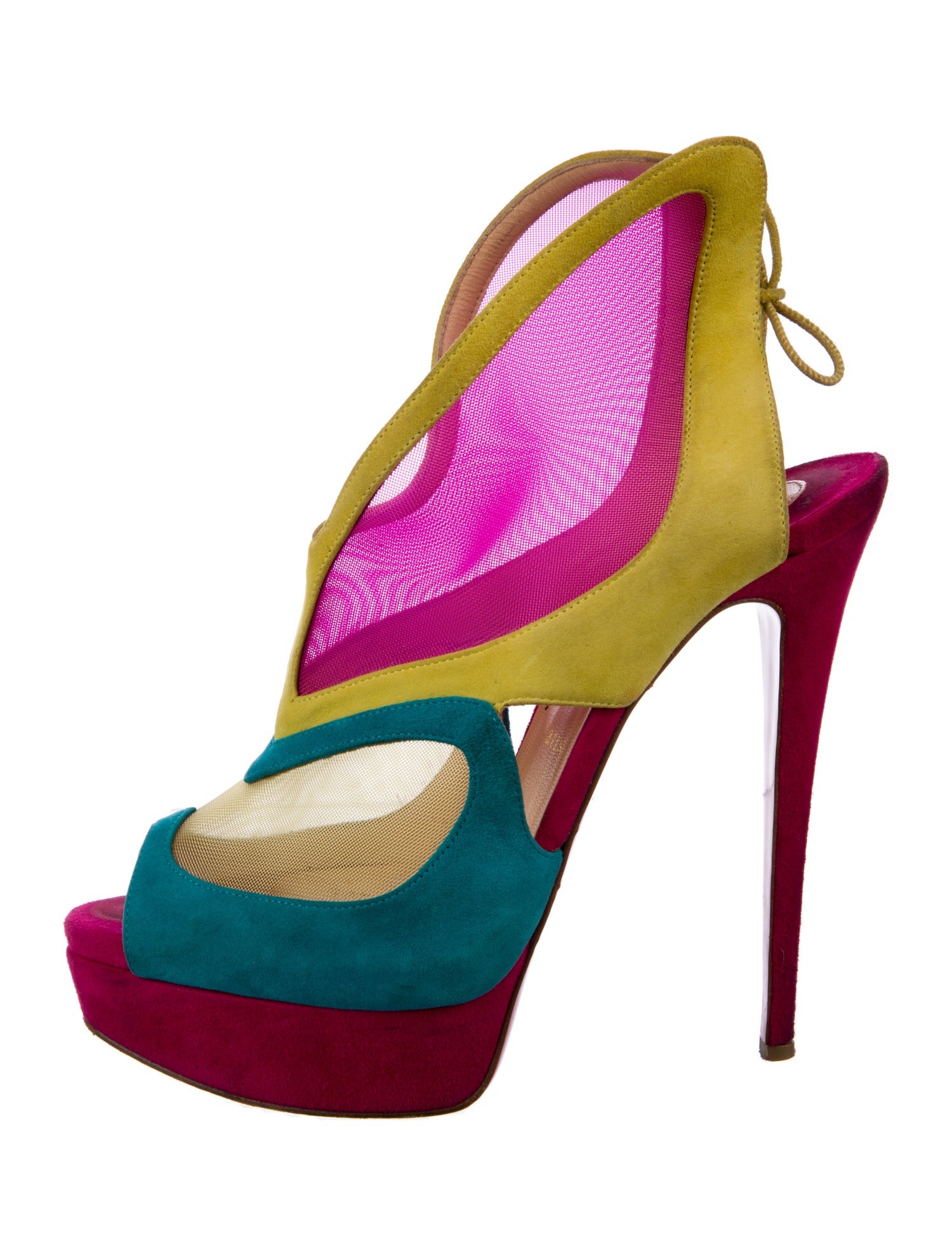 Christian Louboutin Suede Colorblock Pattern Slingback Pumps