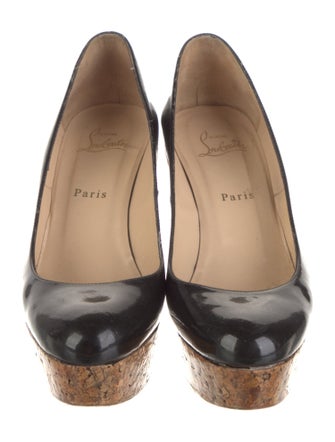 Christian Louboutin Patent Leather Colorblock Pattern Pumps