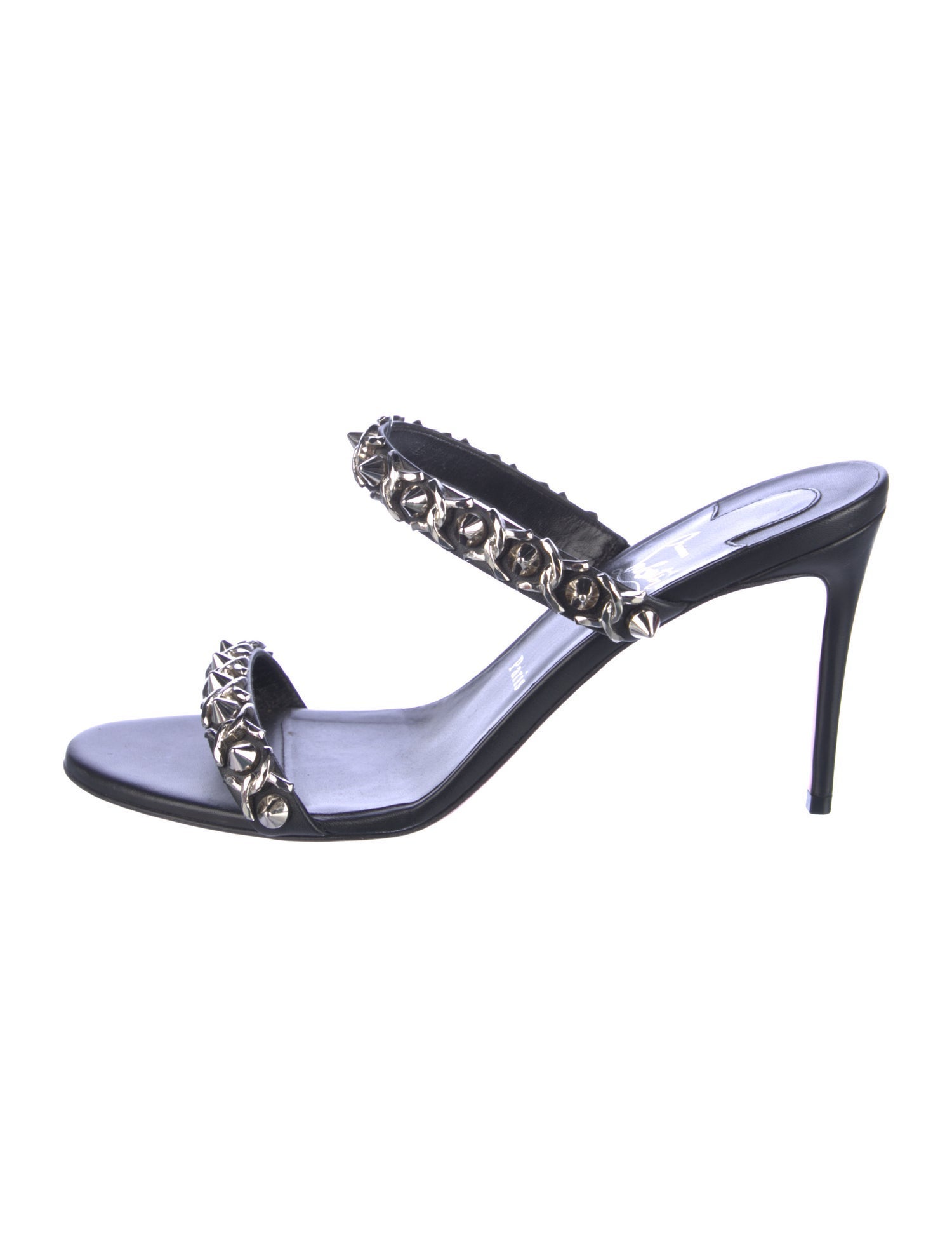 Christian Louboutin Spike Accents Leather Slides