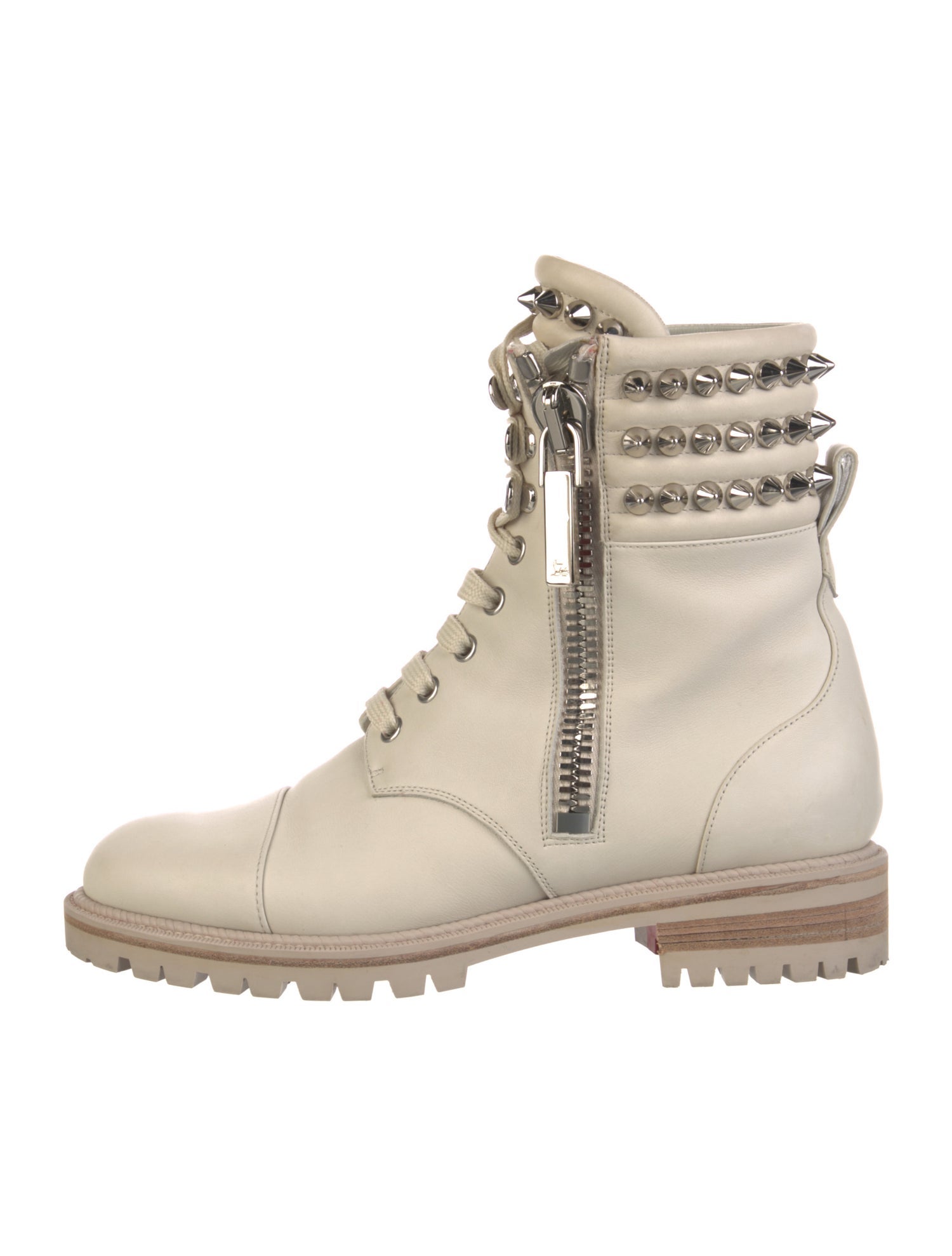 Christian Louboutin Spike Accents Leather Combat Boots
