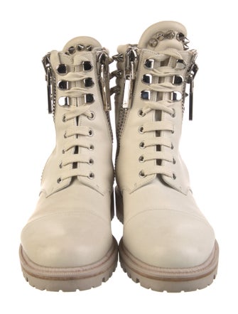 Christian Louboutin Spike Accents Leather Combat Boots