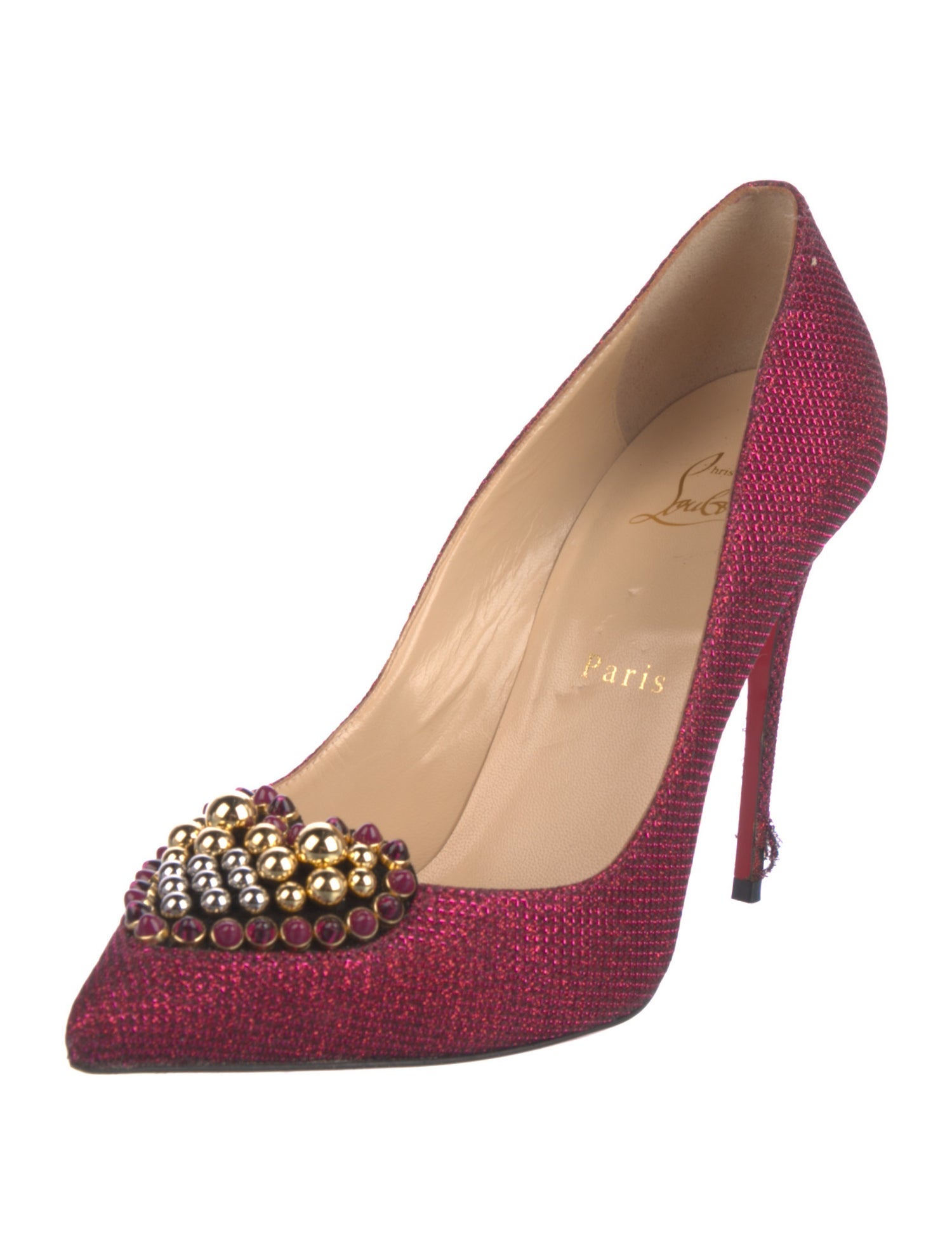 Christian Louboutin Glitter Beaded Accents Pumps
