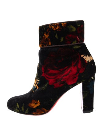 Christian Louboutin Velvet Floral Print Boots