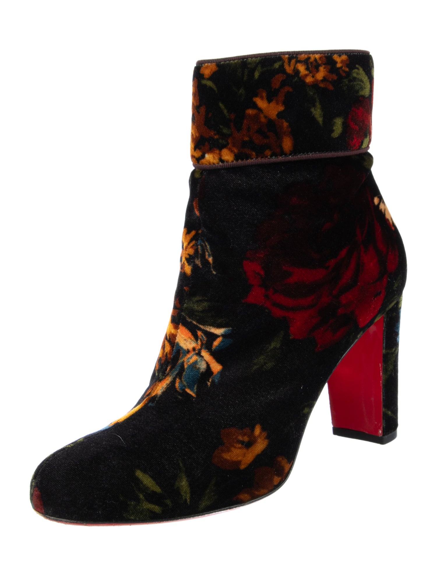 Christian Louboutin Velvet Floral Print Boots