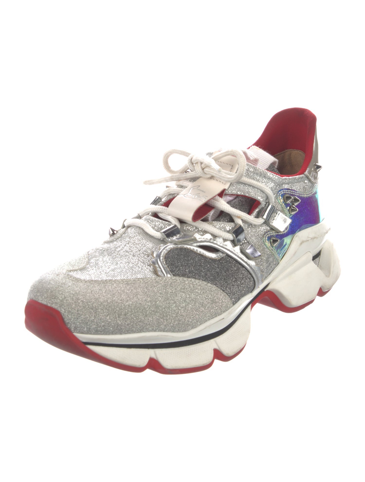 Christian Louboutin Spike Accents Glitter Sneakers