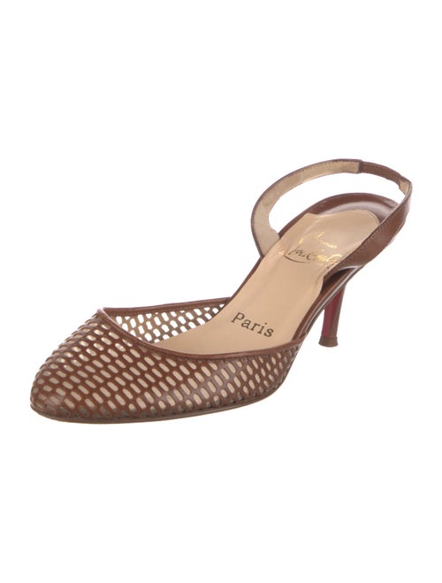 Christian Louboutin Leather Mesh Accents Slingback Pumps