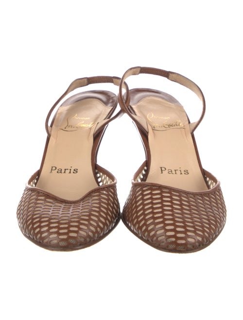 Christian Louboutin Leather Mesh Accents Slingback Pumps