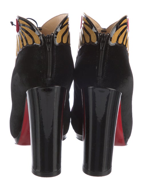 Christian Louboutin Velvet Floral Print Lace-Up Boots