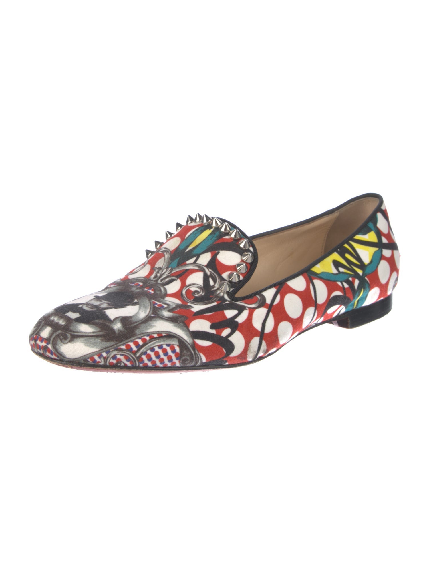 Christian Louboutin Spike Accents Printed Loafers