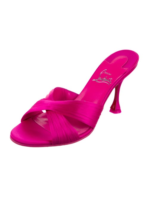 Christian Louboutin Satin Pleated Accents Slides