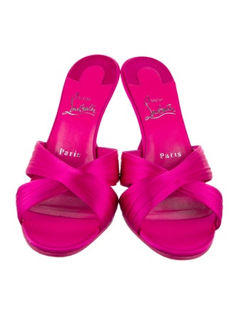 Christian Louboutin Satin Pleated Accents Slides