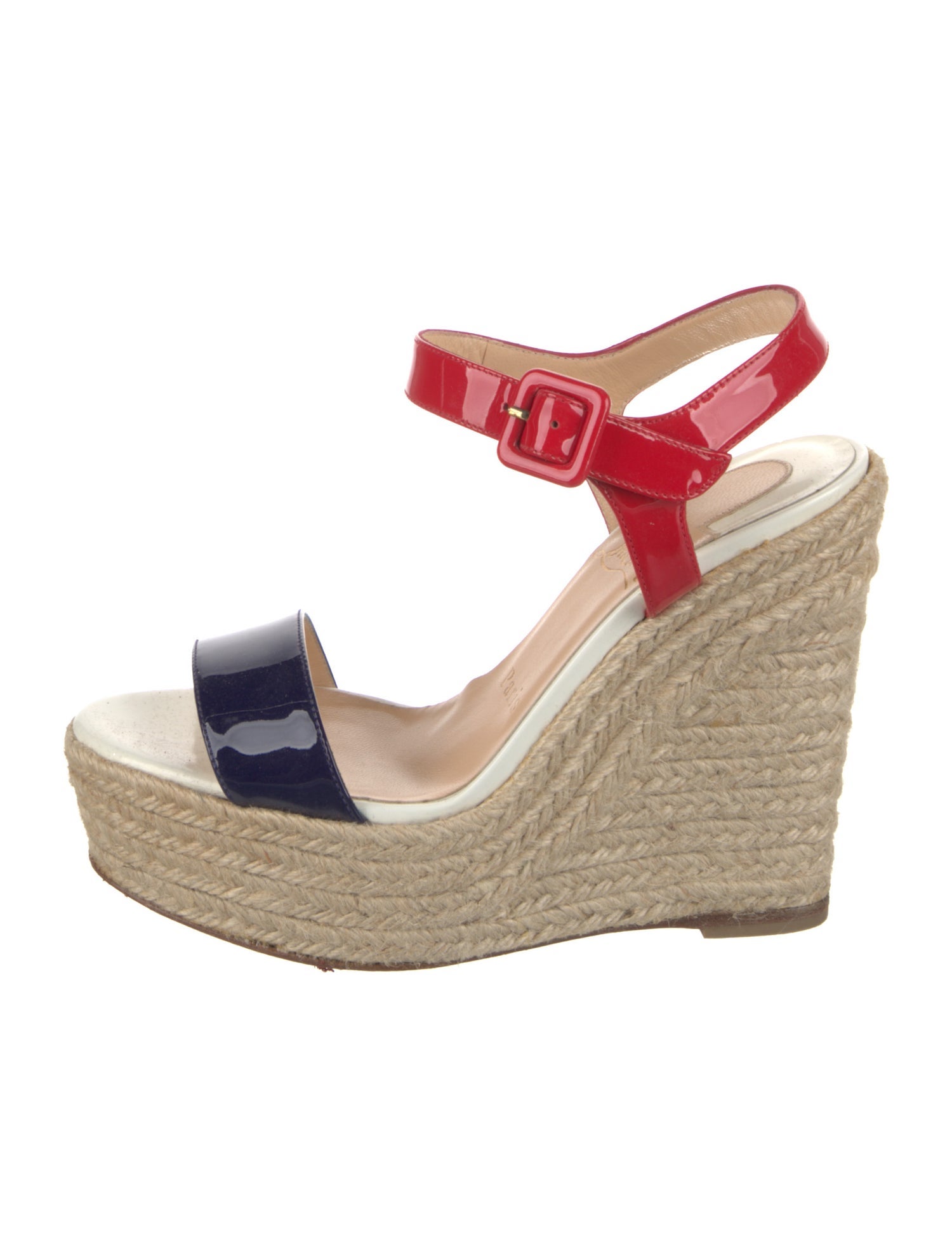 Christian Louboutin Patent Leather Colorblock Pattern Espadrilles
