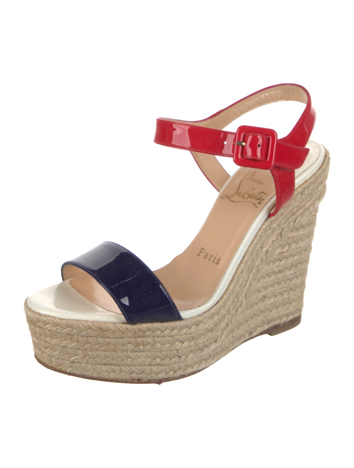 Christian Louboutin Patent Leather Colorblock Pattern Espadrilles