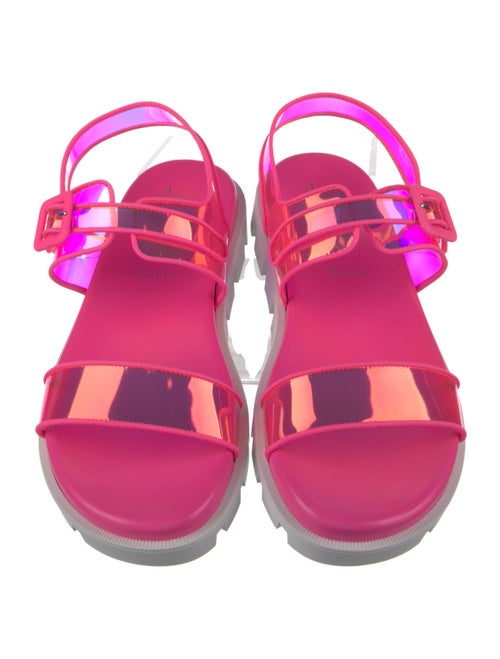 Christian Louboutin PVC Leather Trim Embellishment Slingback Sandals