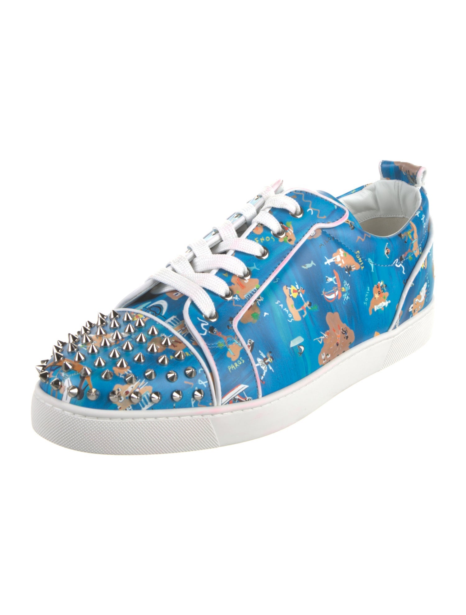 Christian Louboutin Leather Printed Athletic Sneakers