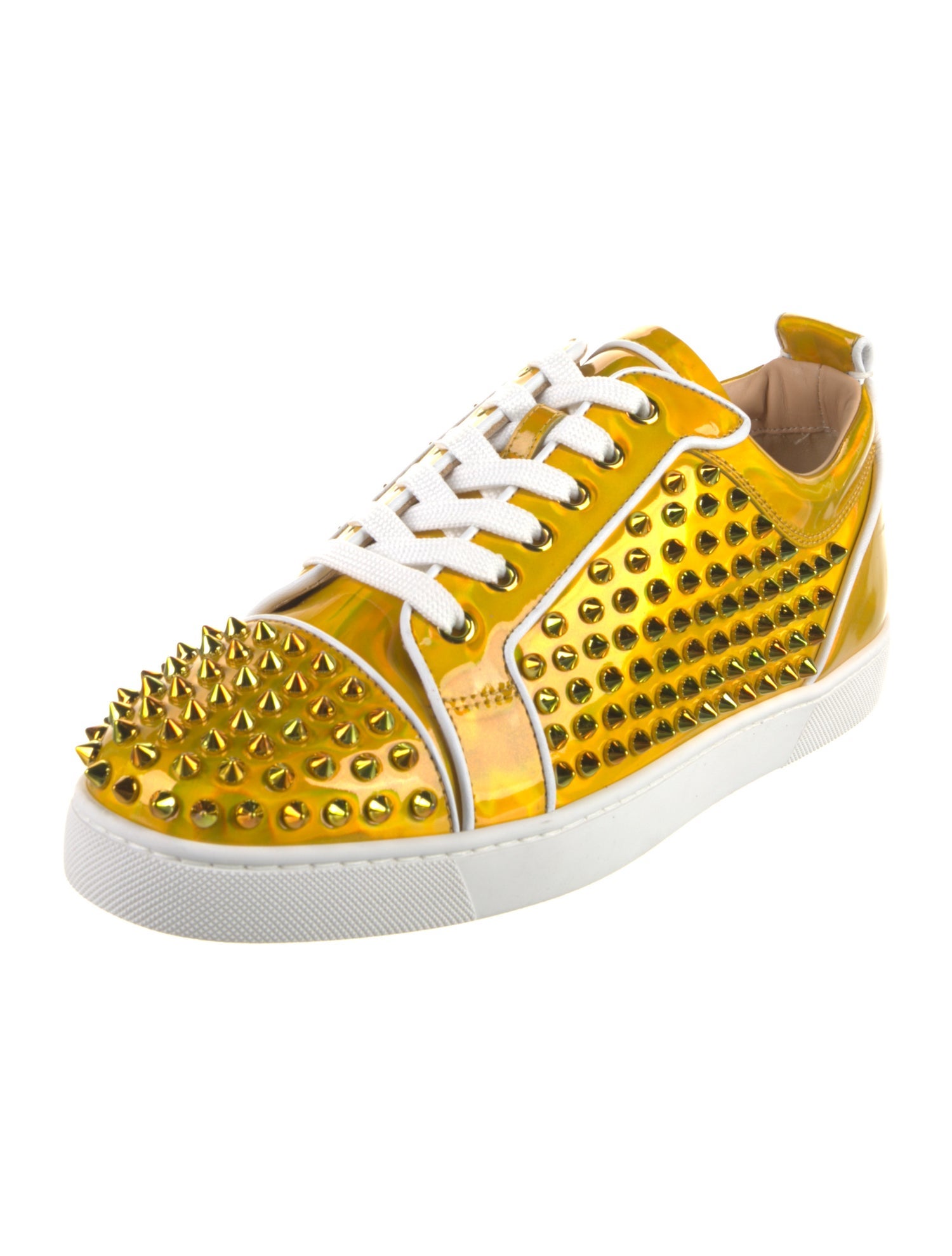 Christian Louboutin Patent Leather Studded Accents Sneakers