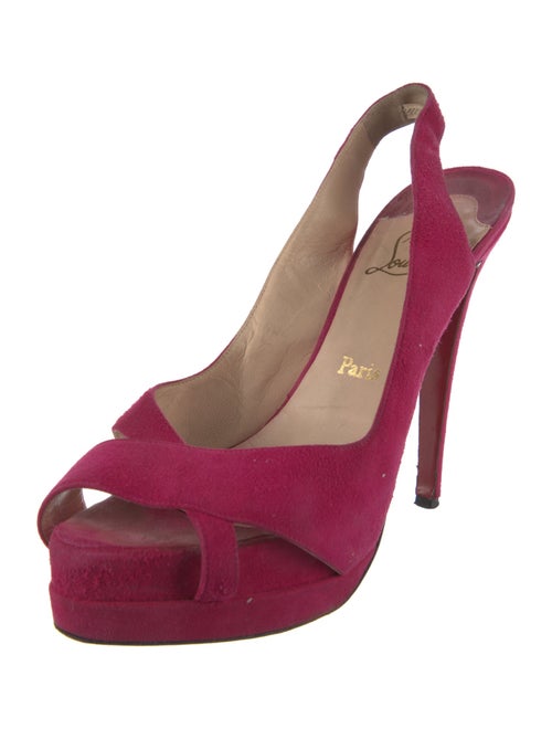 Christian Louboutin Suede Leather Trim Embellishment Slingback Pumps