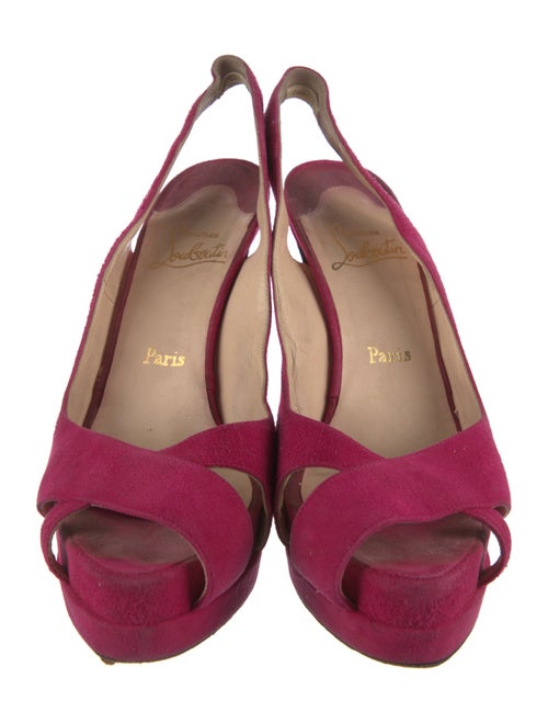 Christian Louboutin Suede Leather Trim Embellishment Slingback Pumps