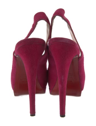 Christian Louboutin Suede Leather Trim Embellishment Slingback Pumps