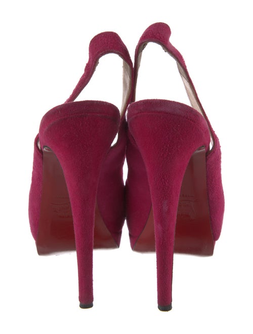 Christian Louboutin Suede Leather Trim Embellishment Slingback Pumps